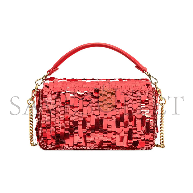 FENDI SEQUIN PAILLETTES VITELLO GRACE SEX AND THE CITY MINI BAGUETTE MATTONE 8BS017AMP0F0V3L (19*11.5*4cm)